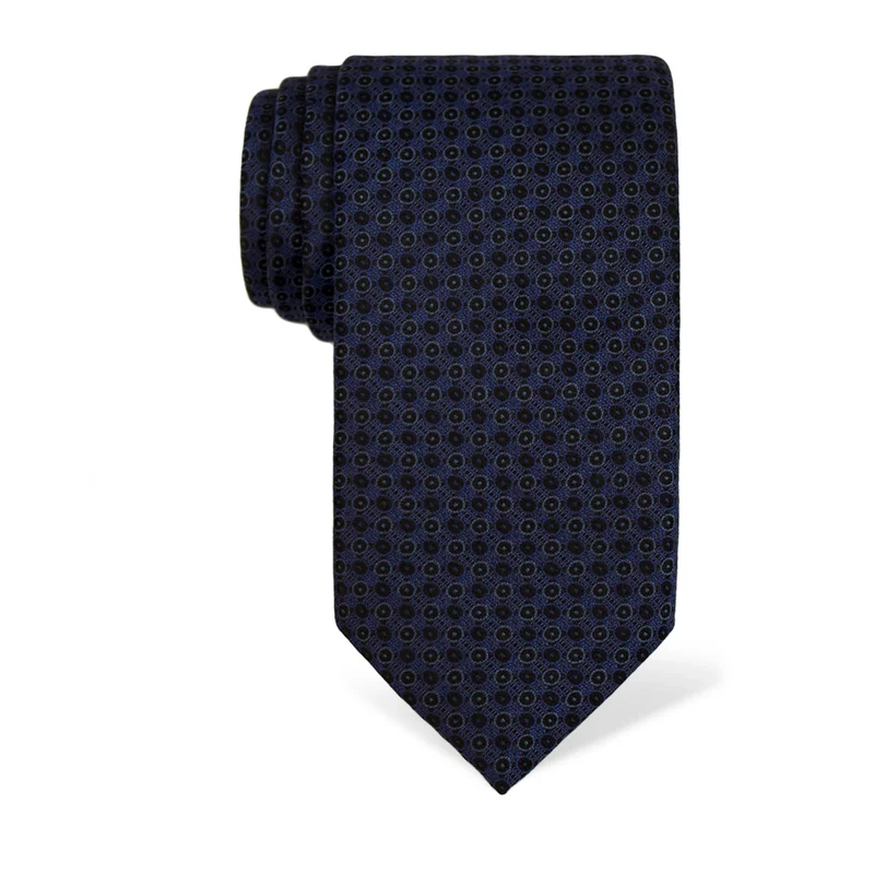 Cravat CROATA Classic  Small shapes Dark blue  Silk 100%  