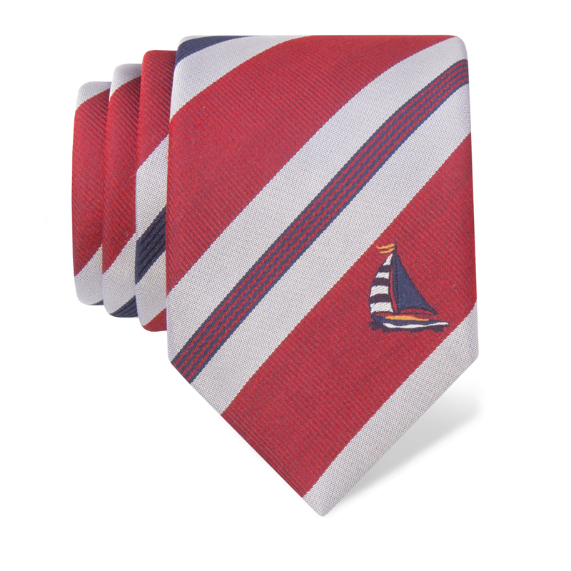 Cravat CROATA Classic  Sea motif Red  Silk 100%  