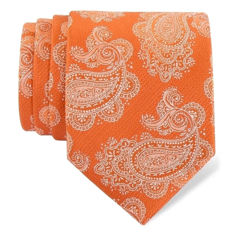 Cravat CROATA Classic  Paisley Orange  Silk 100%  