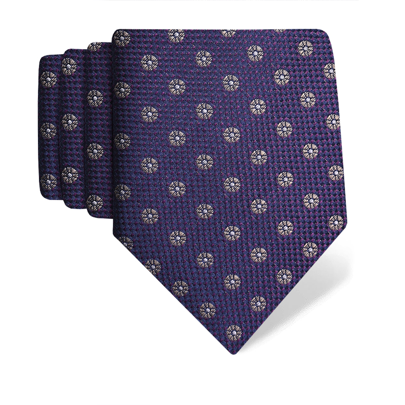 Cravat CROATA Classic  Flora and Fauna Purple  Silk 100%  