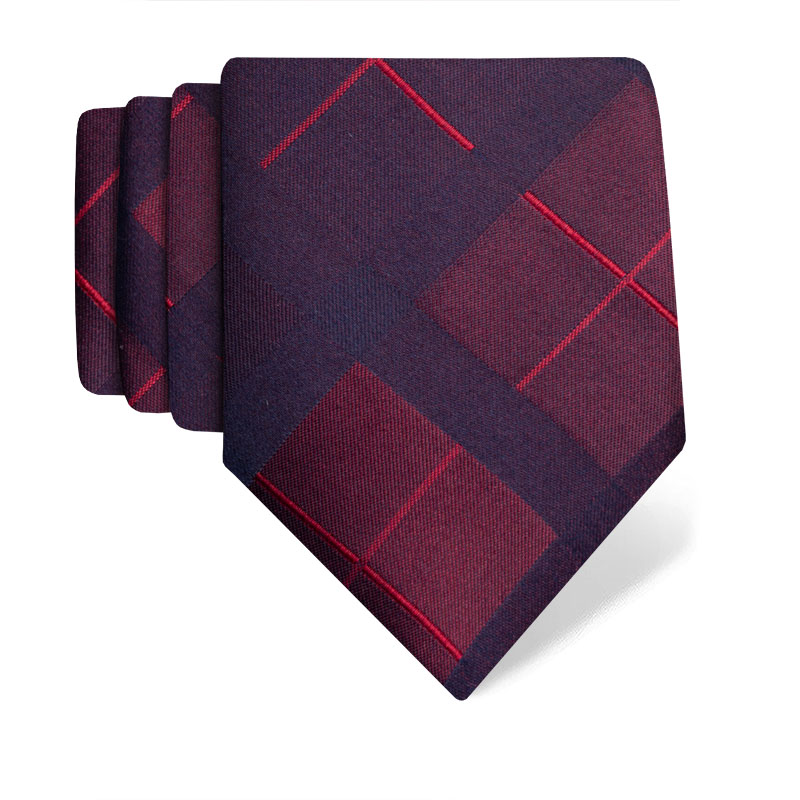 Cravat CROATA Classic  Checked Wine red  Silk 100%  