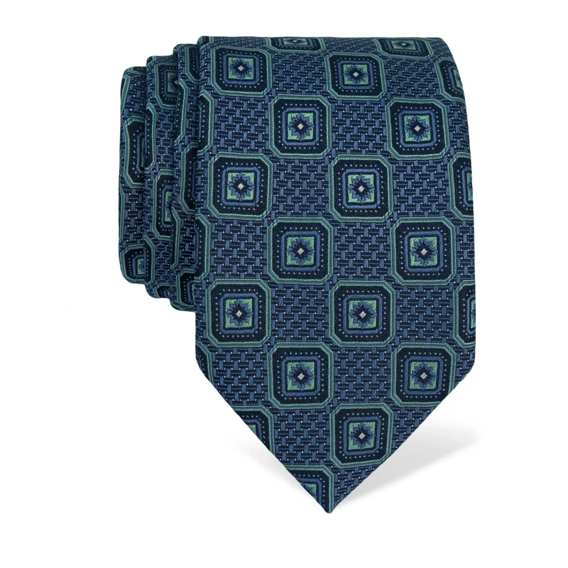 Cravat CROATA Classic  Flora and Fauna Blue  Silk 100%  