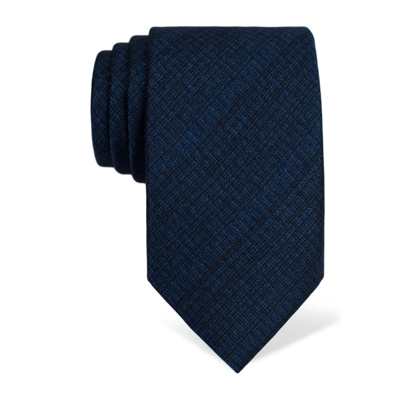 Cravat CROATA Classic  Solid textured Blue  Silk 100%  