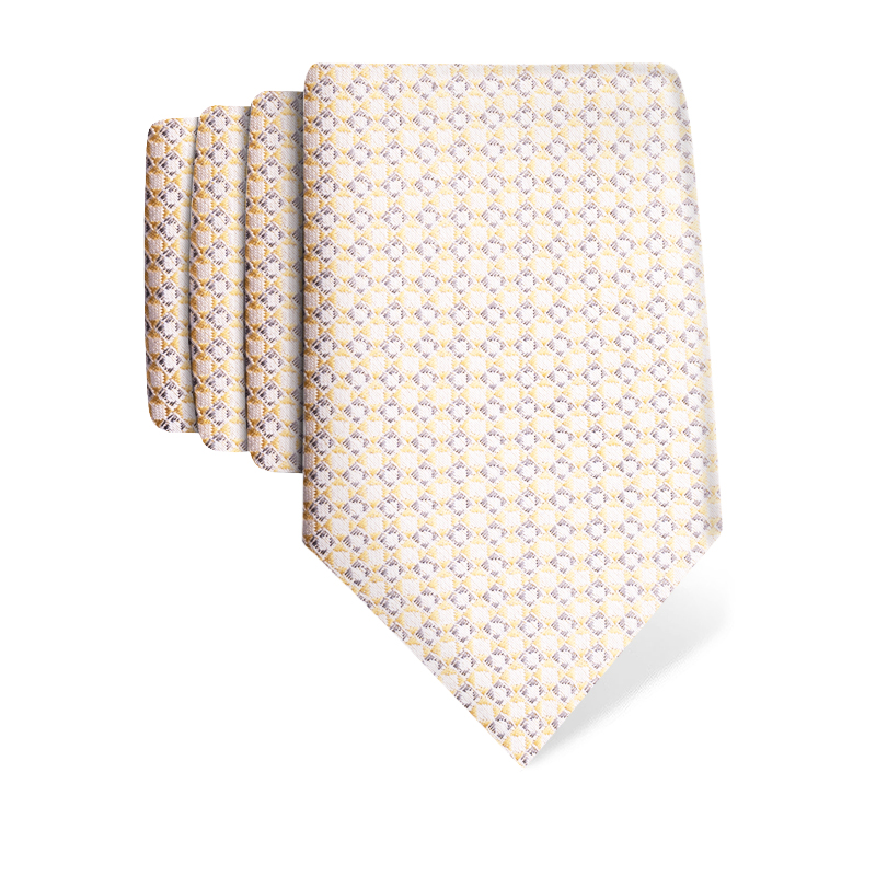Cravat CROATA Classic  Small shapes Yellow  Silk 100%  