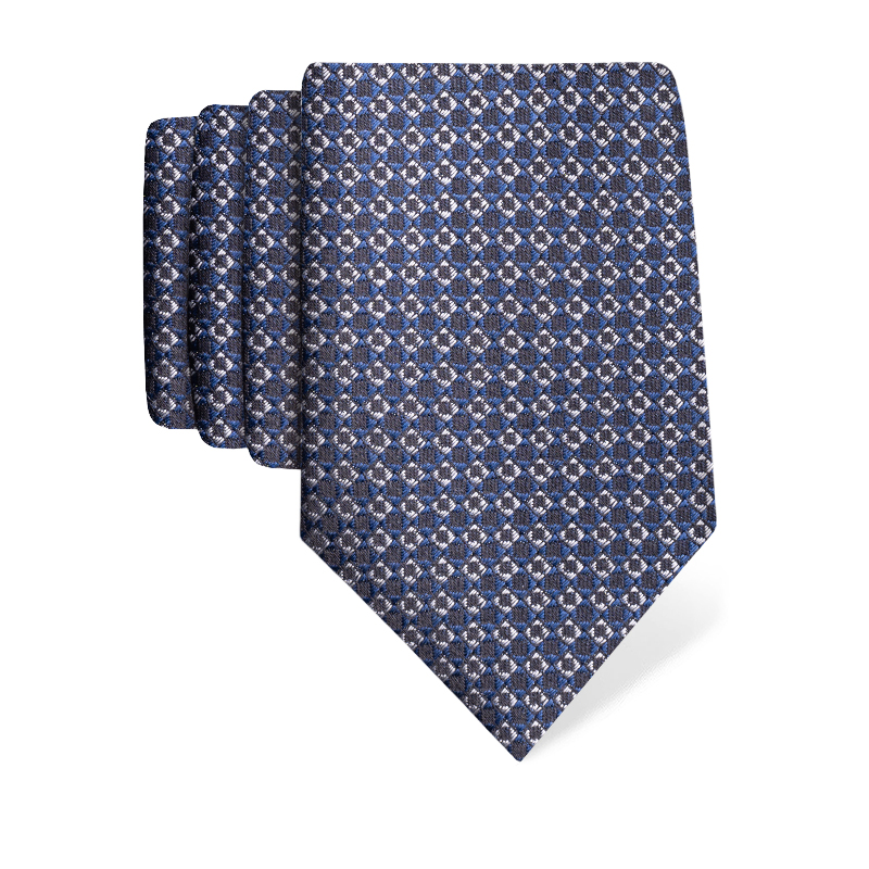 Cravat CROATA Classic  Small shapes Dark blue  Silk 100%  