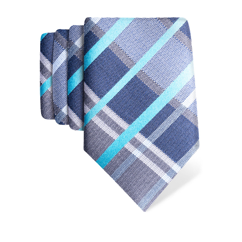 Cravat CROATA Classic  Checked Blue  Silk 100%  