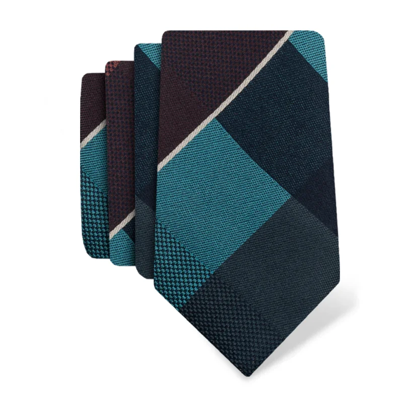 Cravat CROATA Trend Classic Cravat, narrow 5 cm Checked Turquoise  Silk 100%  