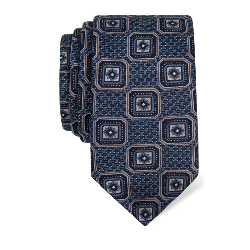 Cravat CROATA Classic  Flora and Fauna Blue  Silk 100%  