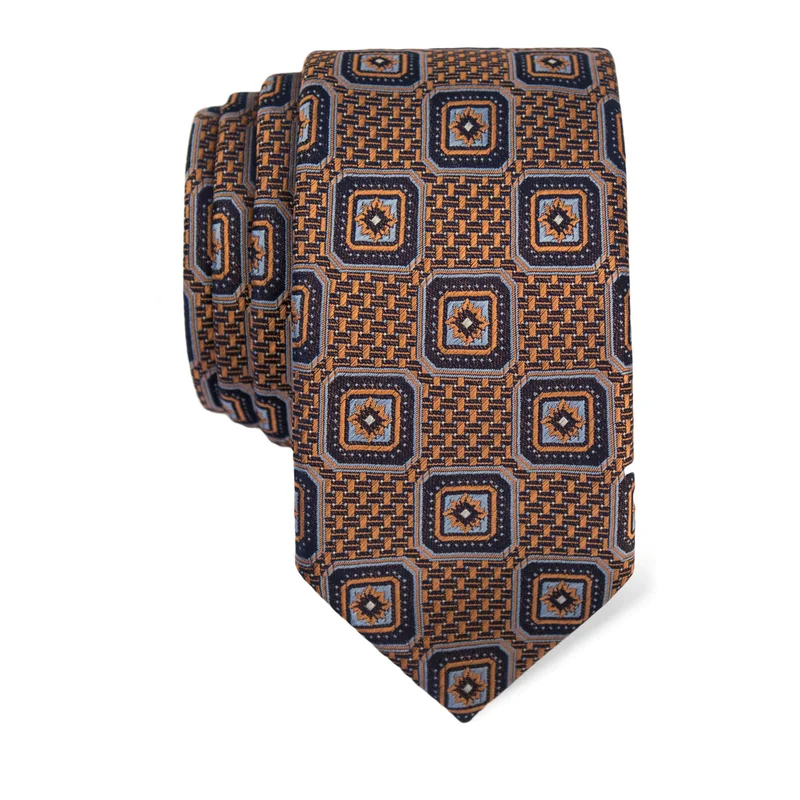 Cravat CROATA Classic  Flora and Fauna Orange  Silk 100%  