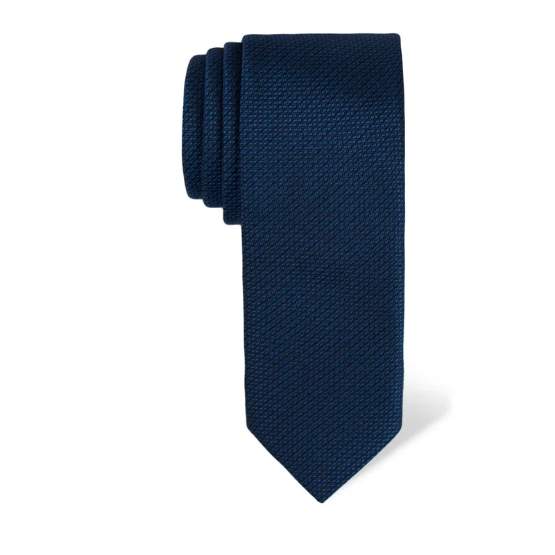 Cravat CROATA Classic  Solid textured Blue  Silk 100%  
