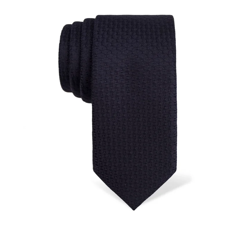 Cravat CROATA Classic  Solid textured Dark blue  Silk 100%  
