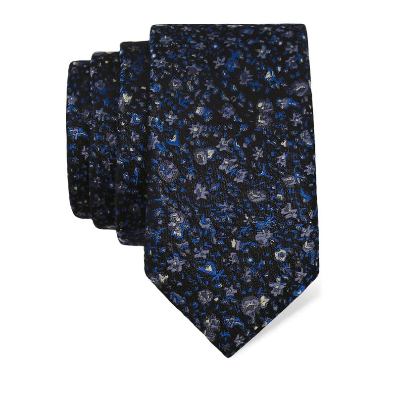 Cravat CROATA Classic  Flora and Fauna Blue  Silk 100%  