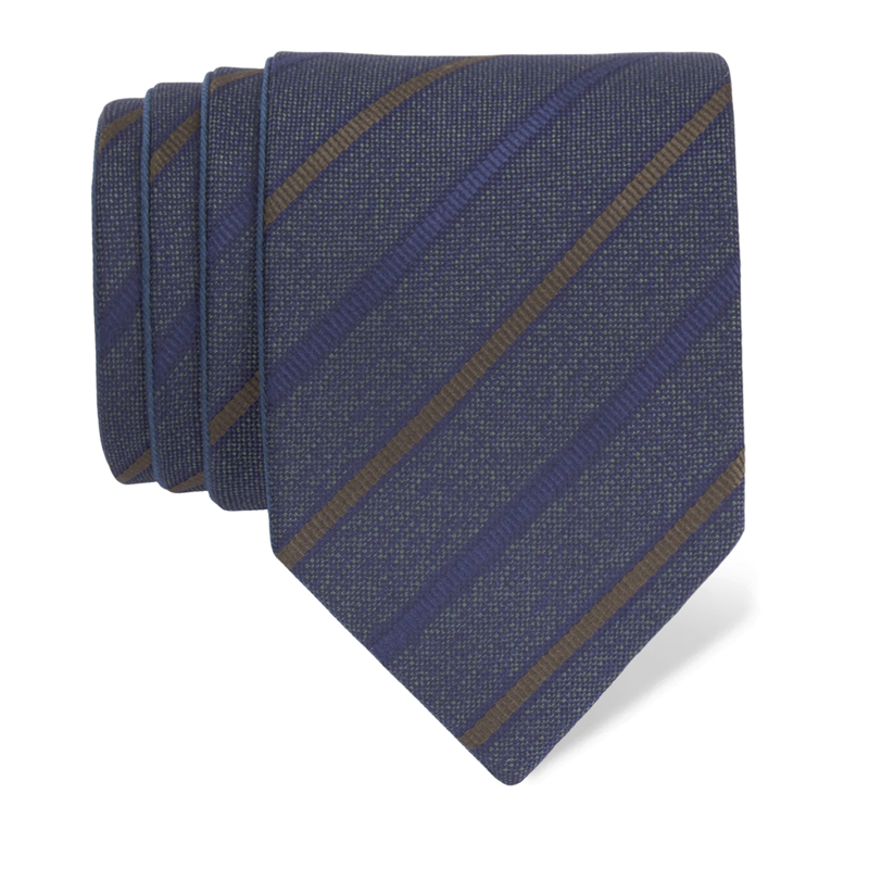 Cravat CROATA Classic Double face Regimental Petroleum  Silk 100%  