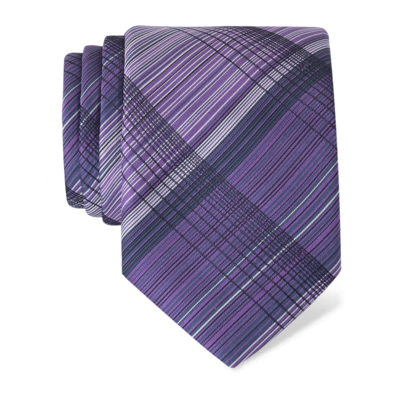 Cravat CROATA Classic Double face Checked Purple  Silk 100%  