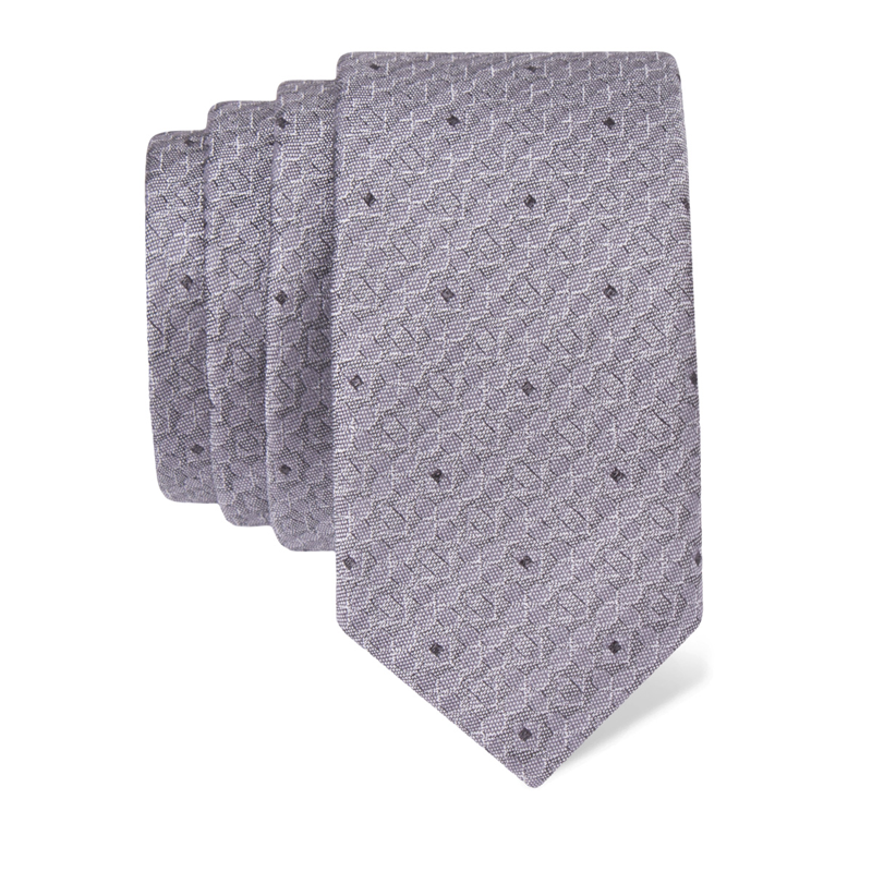 Cravat CROATA CROATA Classic  Squares Grey  Silk 95%, Metalized fiber (gold)5%  
