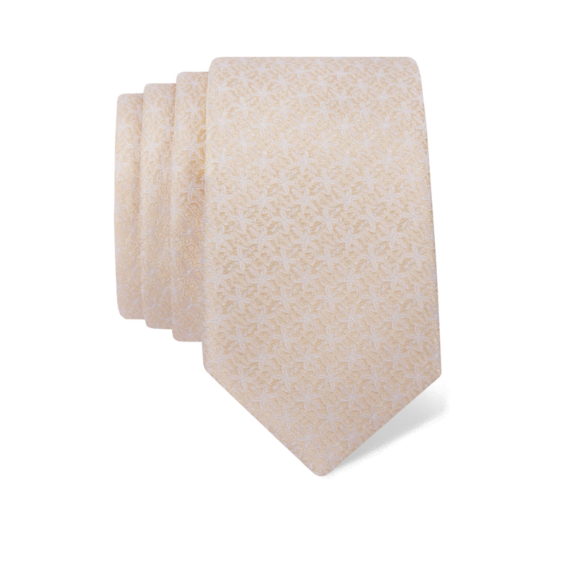Cravat CROATA Classic Cravat, narrow 5 cm Small shapes Champagne  Silk 100%  