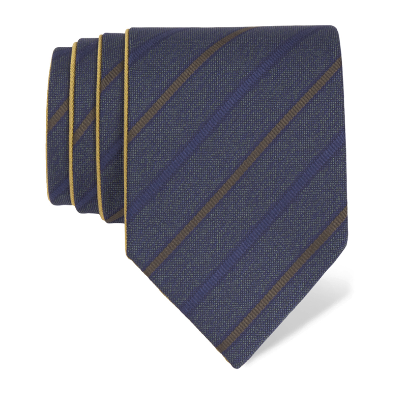 Cravat CROATA Classic Double face Regimental Petroleum  Silk 100%  