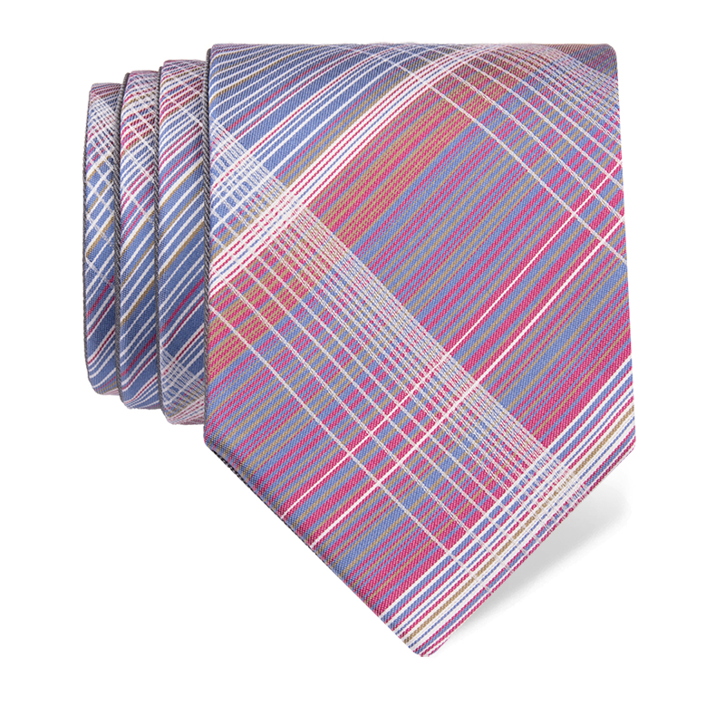 Cravat CROATA Classic Double face Checked Light blue  Silk 100%  