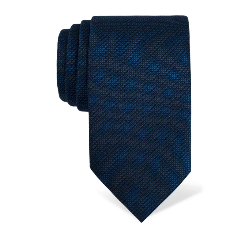 Cravat CROATA Classic Large Solid textured Blue  Silk 100%  