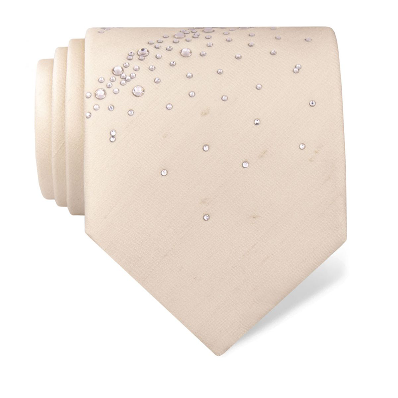 Cravat CROATA Kristal Classic Limited edition Solid Champagne  Silk 100%, High quality chrystals  