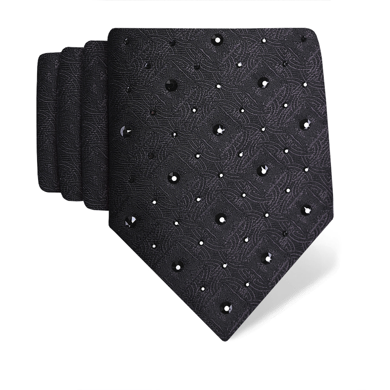 Cravat CROATA Kristal Thematic  Braiding Black  Silk 100%, High quality chrystals  