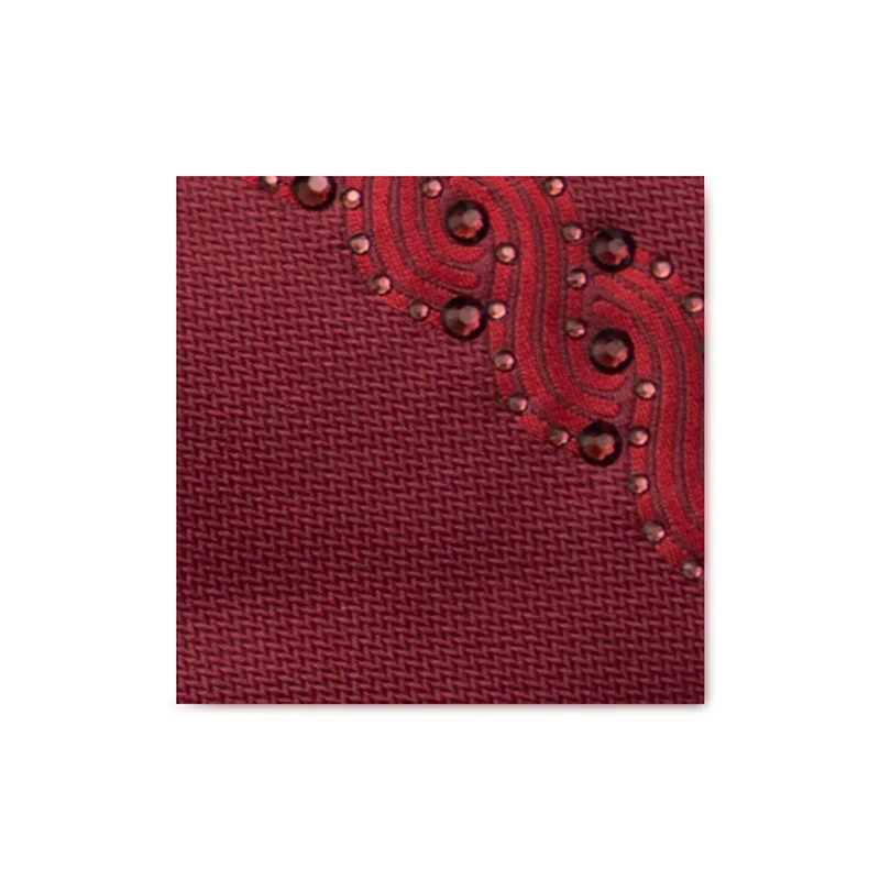 Cravat CROATA Kristal Thematic  Braiding Wine red  Silk 100%, High quality chrystals  