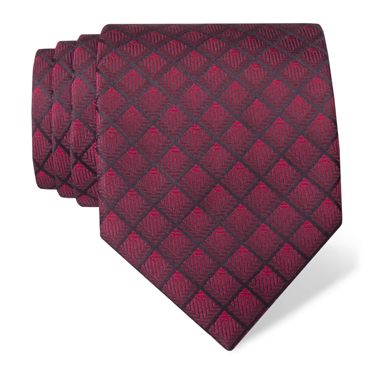 Cravat CROATA 4 Classic Limited edition Squares Wine red  Silk 100%  