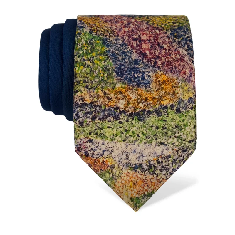 Cravat CROATA Art Brijuni Thematic   Blue  Silk 100%  