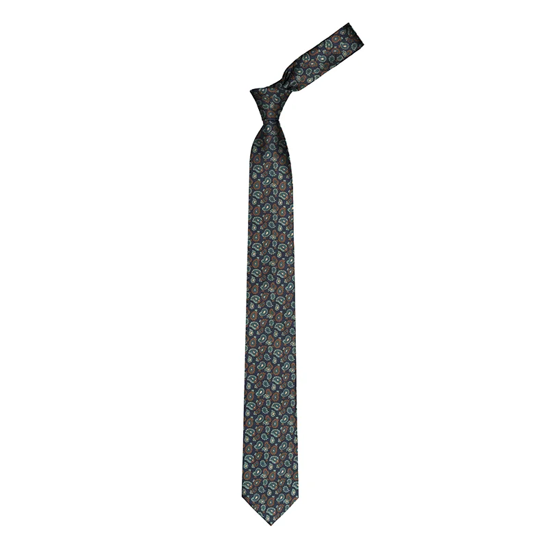 Cravat CROATA Classic Regular Paisley Blue  Silk 100%  