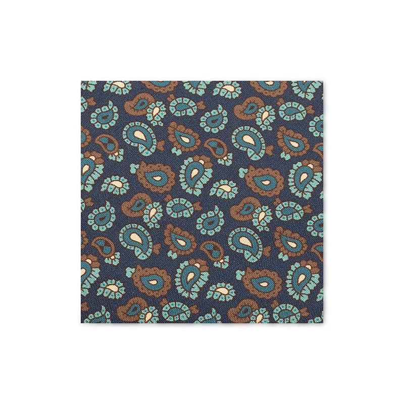 Cravat CROATA Classic Regular Paisley Blue  Silk 100%  