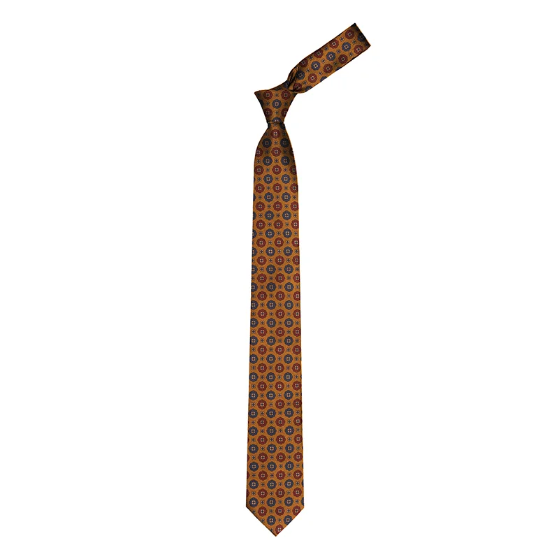 Cravat CROATA Classic Regular Flora and Fauna Yellow  Silk 100%  