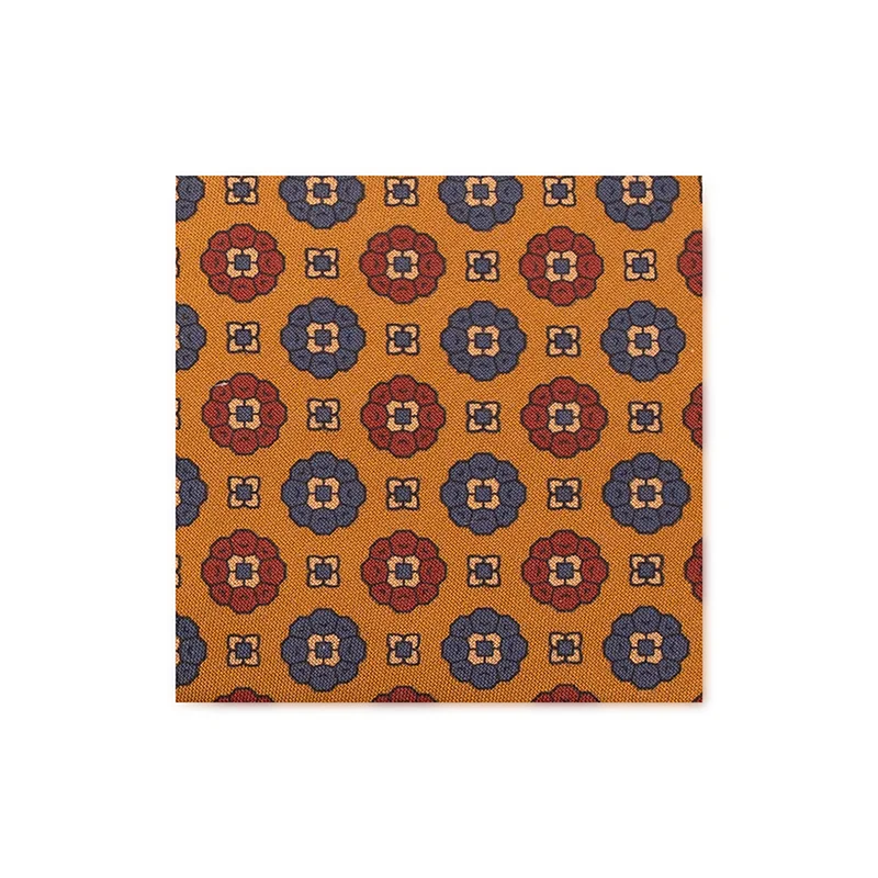 Cravat CROATA Classic Regular Flora and Fauna Yellow  Silk 100%  