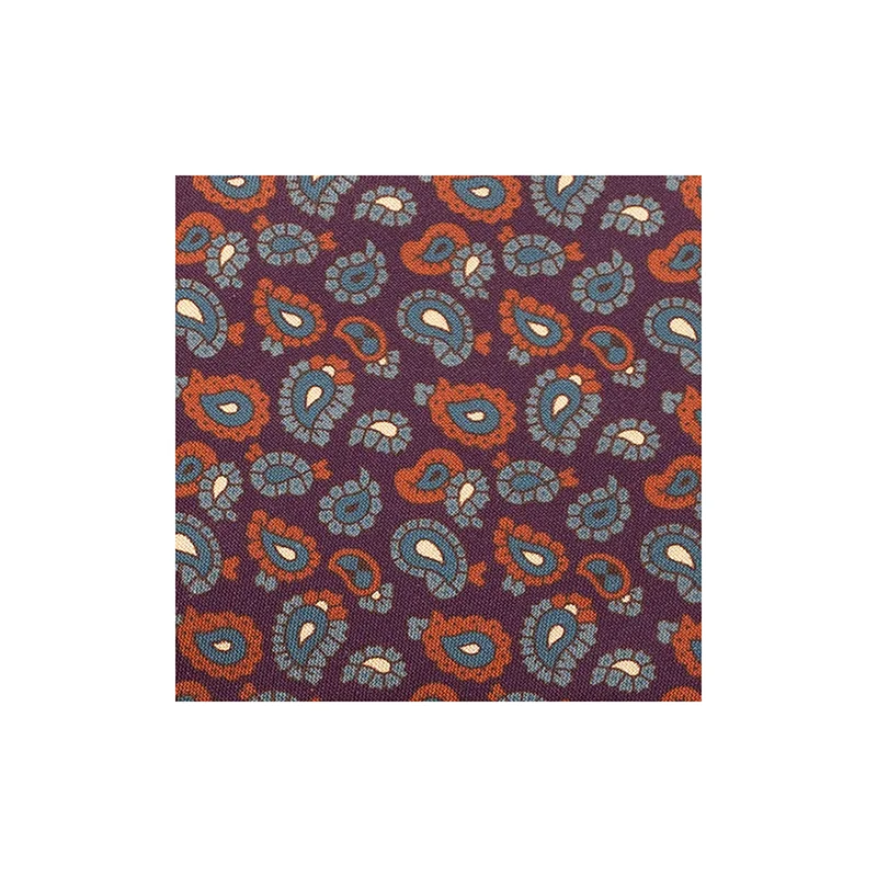 Cravat CROATA Classic Regular Paisley Purple  Silk 100%  