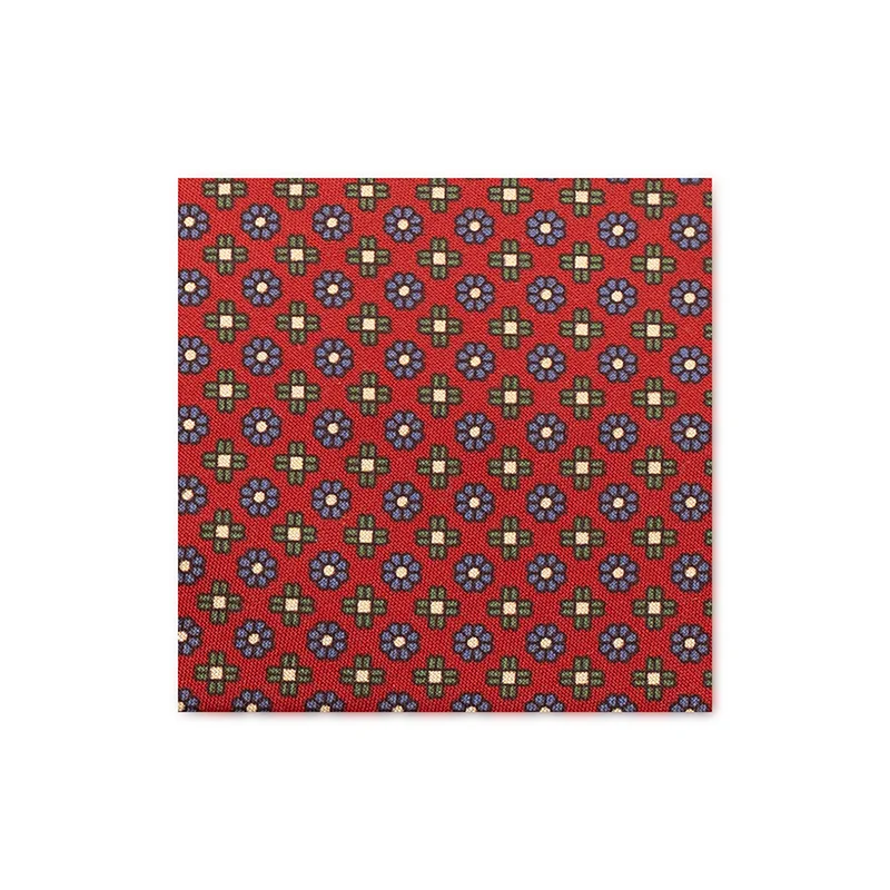Cravat CROATA Classic Regular Flora and Fauna Red  Silk 100%  