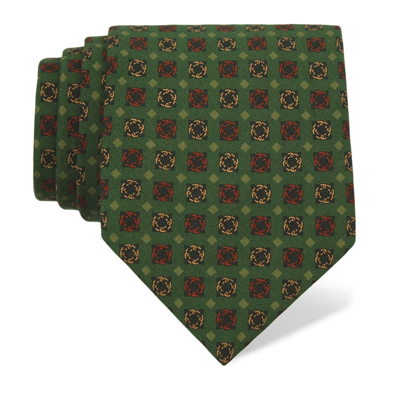 Cravat CROATA Thematic  Braiding Green  Silk 100%  
