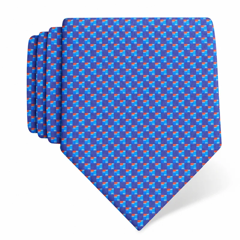Cravat CROATA Thematic  Squares Blue  Silk 100%  