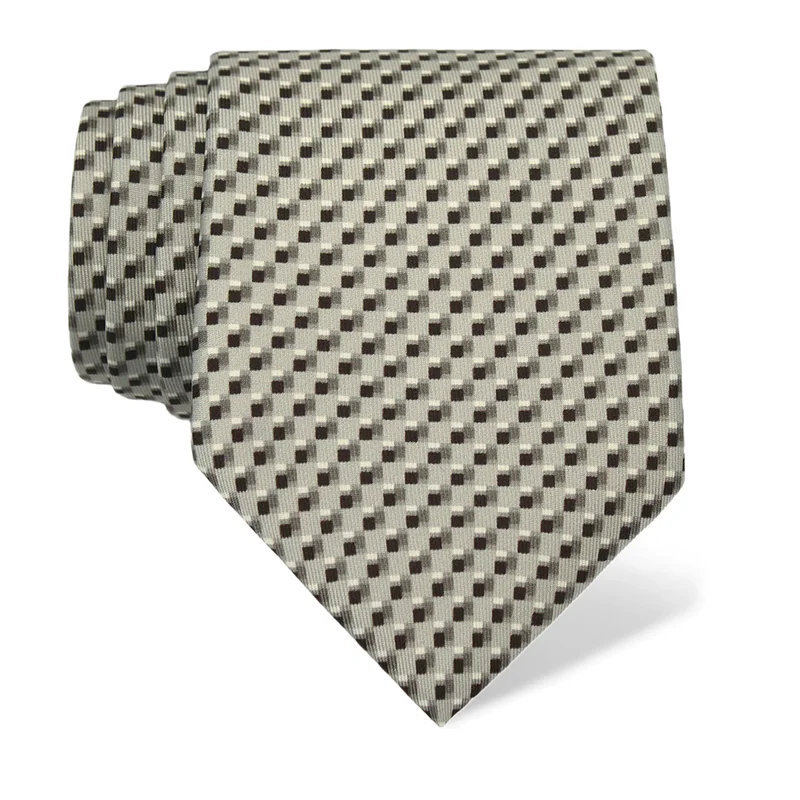 Cravat CROATA Thematic  Squares Grey  Silk 100%  