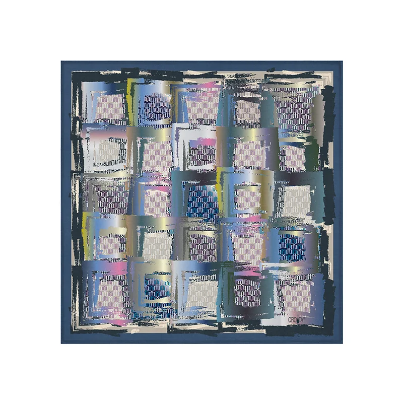 Scarf CROATA Thematic  Glagolitic alphabet Light blue  Silk 100%  