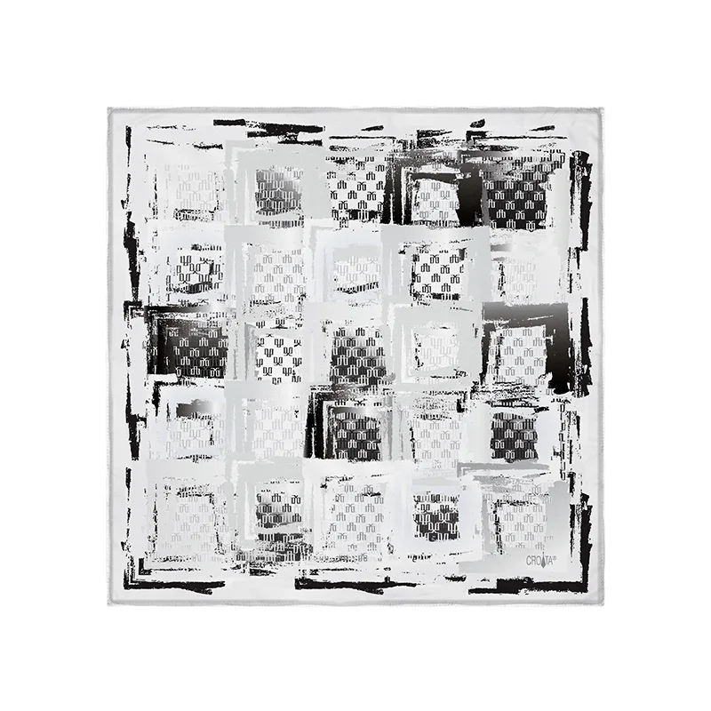 Scarf CROATA Thematic  Glagolitic alphabet White  Silk 100%  