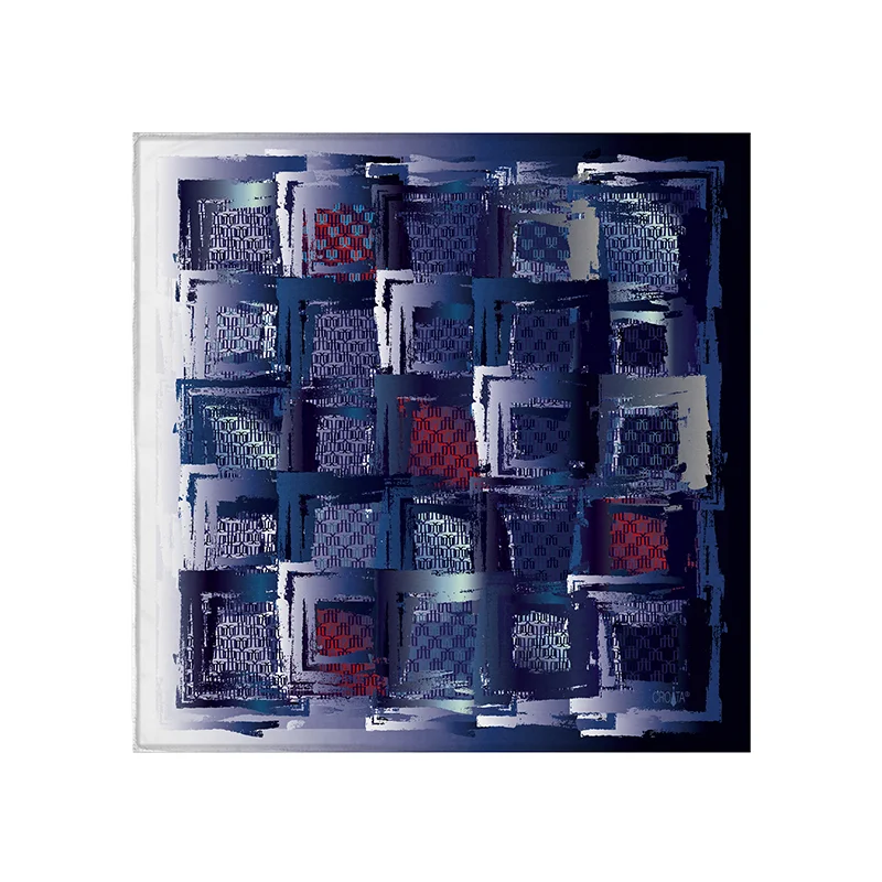 Scarf CROATA Thematic  Glagolitic alphabet Dark blue  Silk 100%  