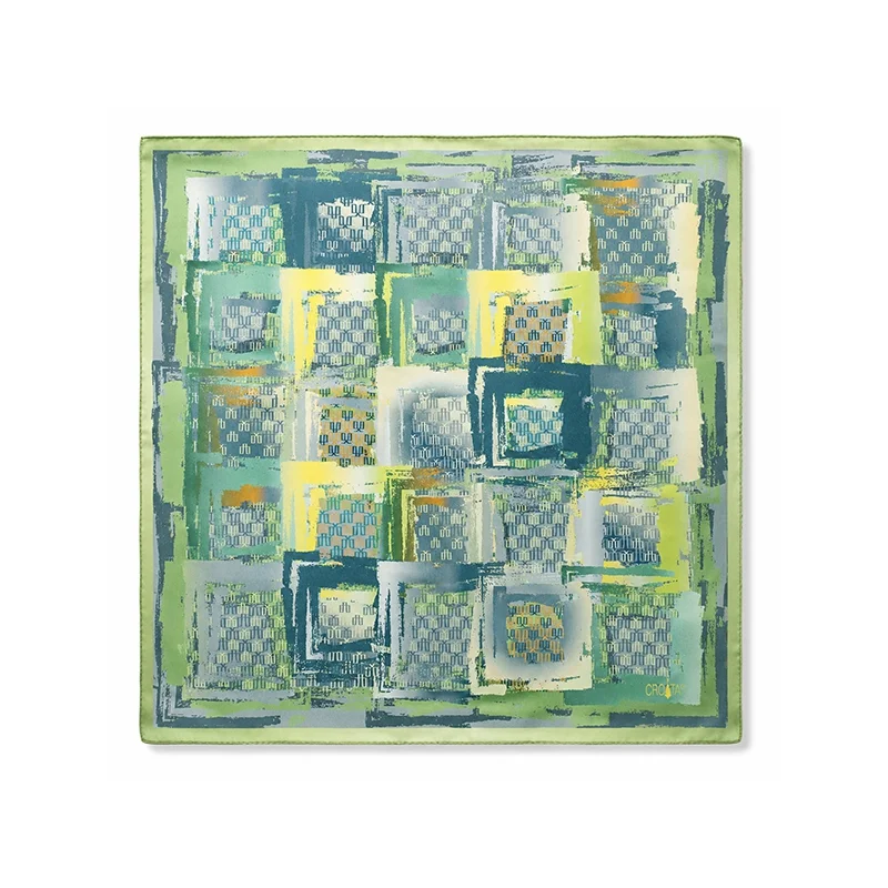 Scarf CROATA Thematic  Glagolitic alphabet Green  Silk 100%  