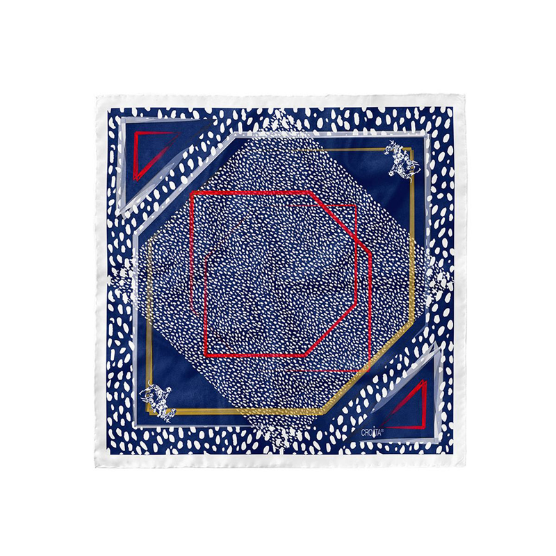 Scarf CROATA Thematic  Dalmatian dog Blue  Silk 100%  