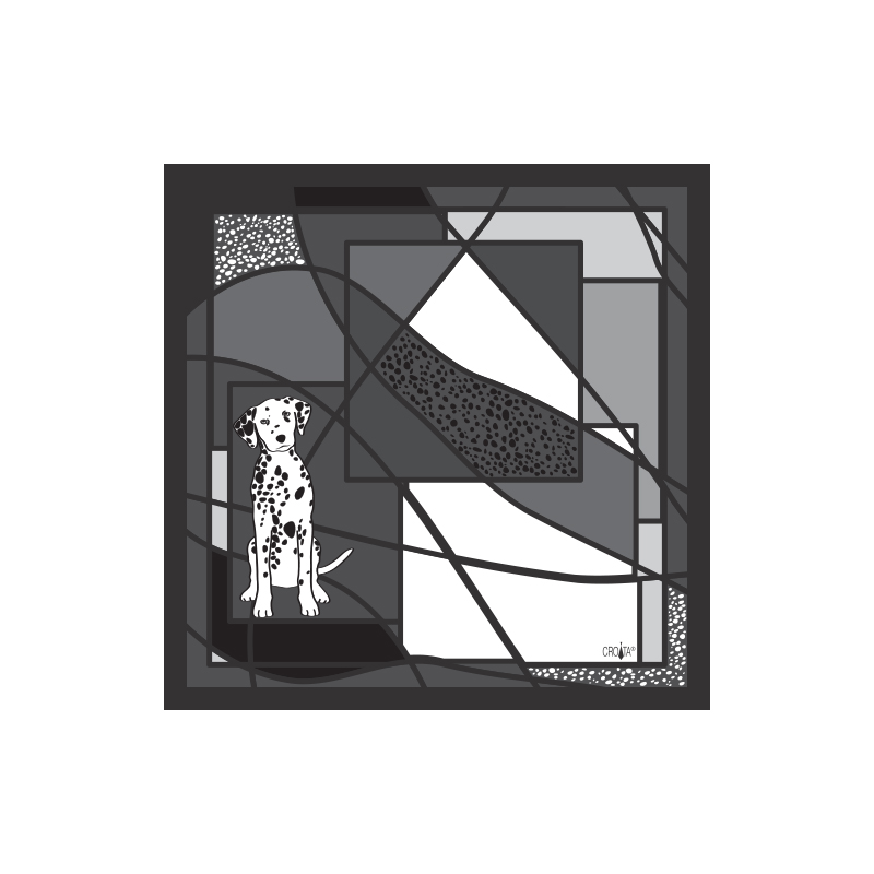 Scarf CROATA Thematic  Dalmatian dog Black  Silk 100%  