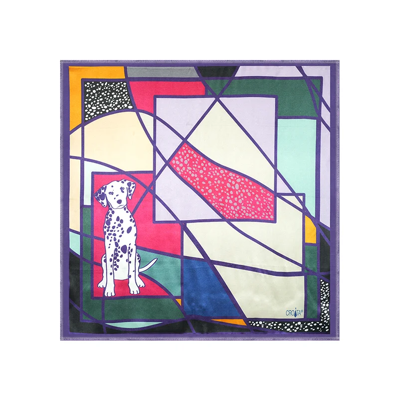 Scarf CROATA CROATA Thematic  Dalmatian dog Red  Silk 100%  