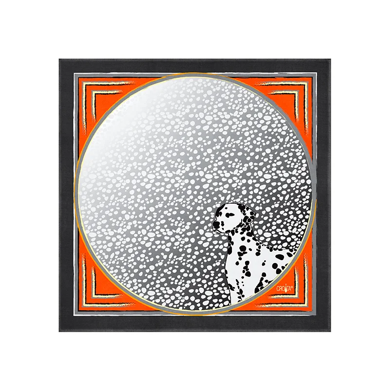 Scarf CROATA Thematic  Dalmatian dog Grey  Silk 100%  