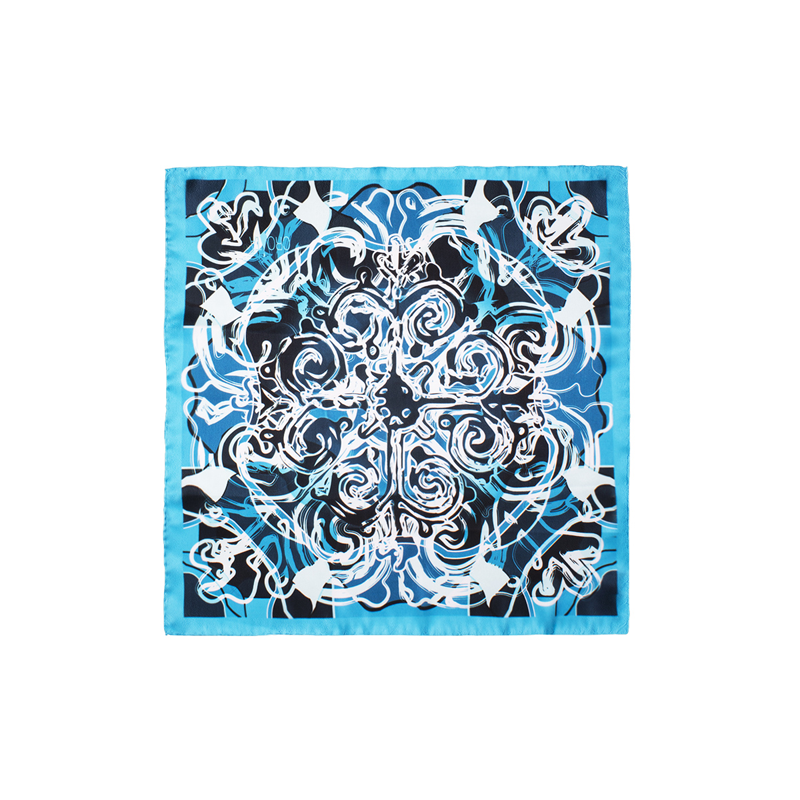 Small scarf CROATA Thematic Scarf, thematic Zadar Turquoise  Silk 100%  