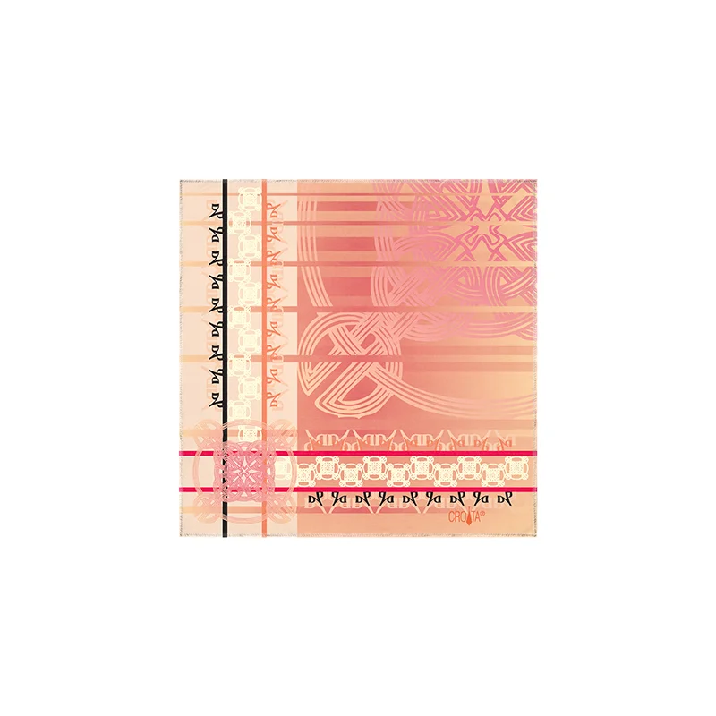 Scarf CROATA Thematic  Braiding and glagolitic alphabet Pink  Silk 100%  