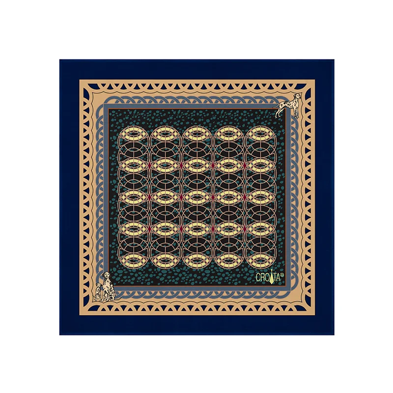 Scarf CROATA Thematic  Dalmatian dog Blue  Silk 100%  