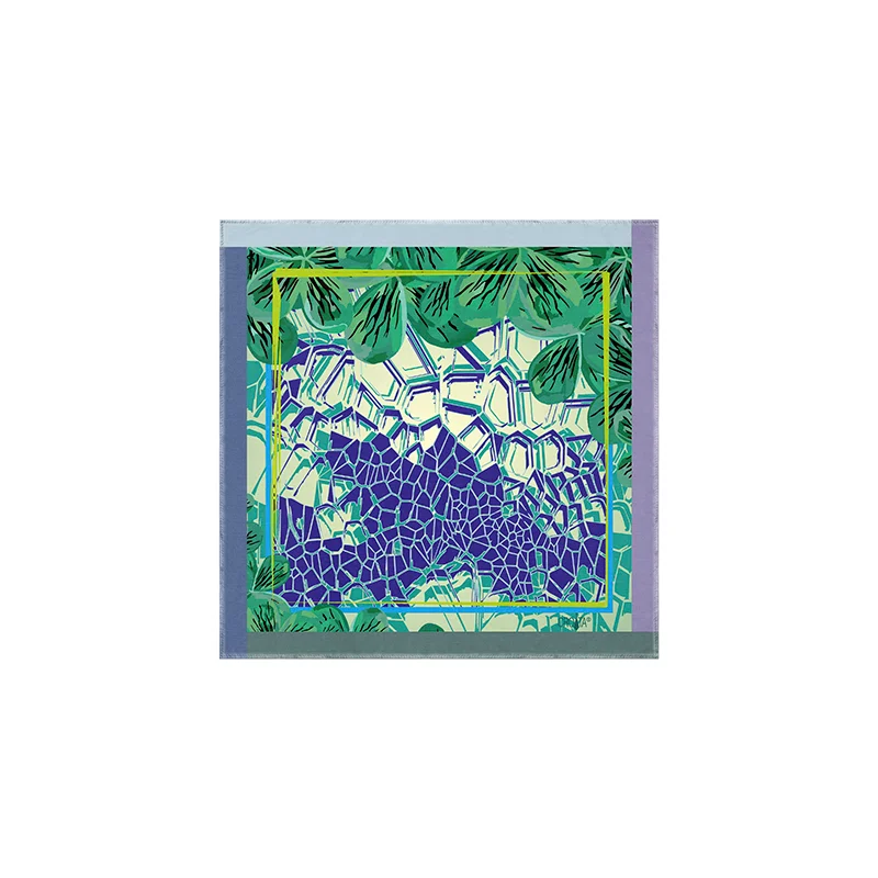 Scarf CROATA Classic  Flora and Fauna Green  Silk 100%  