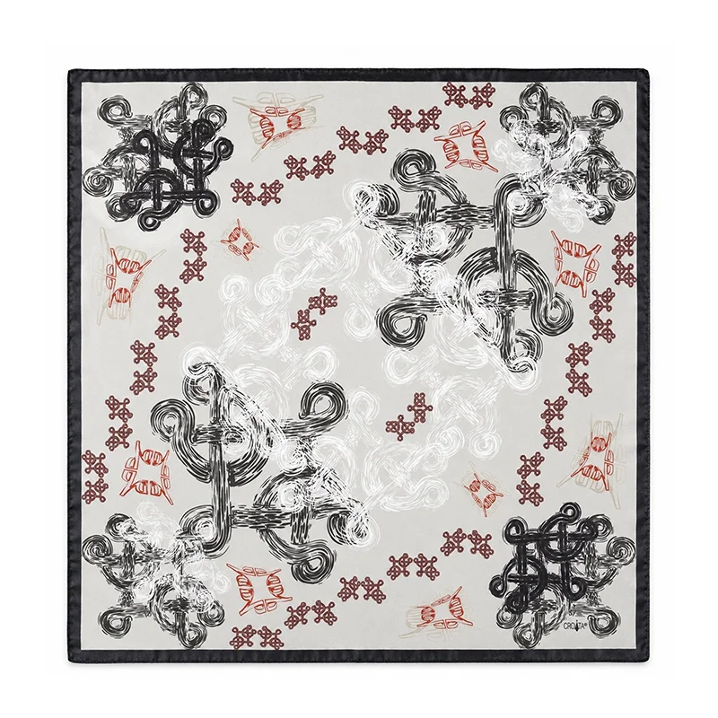 Scarf CROATA Brijuni Thematic  Braiding Grey  Silk 100%  